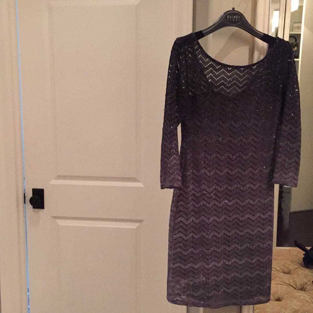 Beautiful gray blue lace with sparkle dress